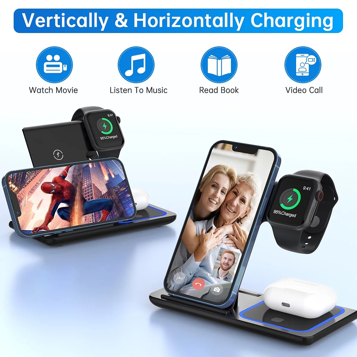 3-in-1 Wireless Charging Station – iPhone, Watch, AirPods