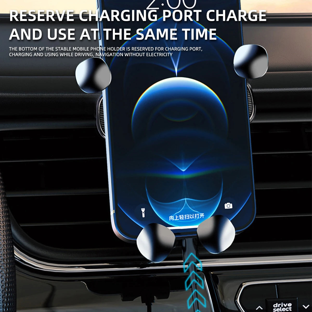 Shockproof Car Phone Mount – Gravity Lock Clip for GPS & Smartphone