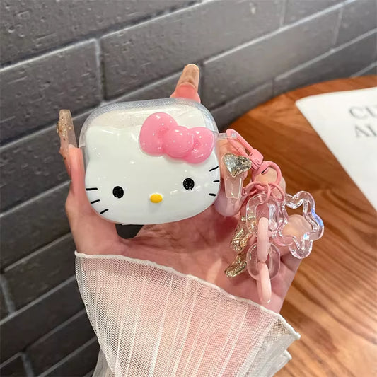 Hello Kitty Glitter Pink AirPods Case – TPU Cover with Keychain (All Models)