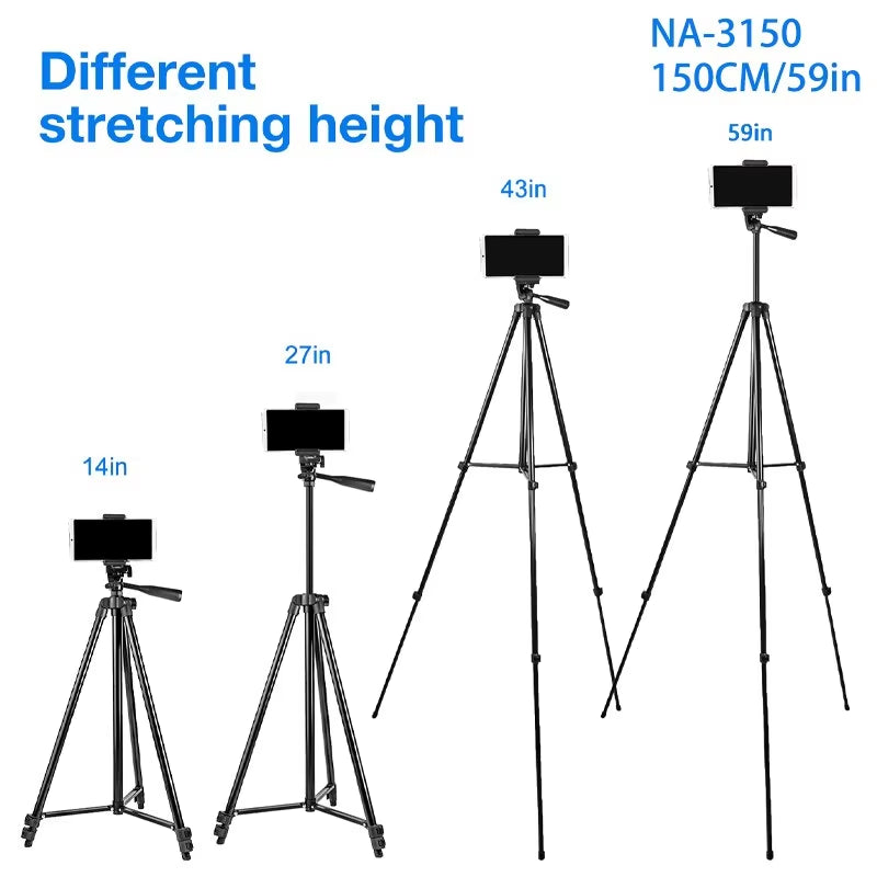 Tall Phone Tripod Stand – 150cm Adjustable with Bluetooth Remote for Content Creation