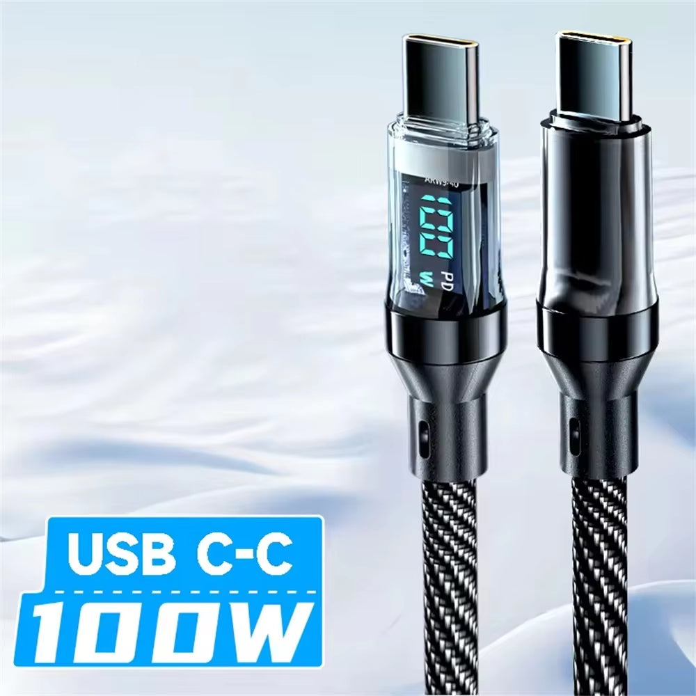 NNBILI USB-C Cable with LED Display – 120W Quick Charge + Data Sync for OPPO/VIVO/Huawei