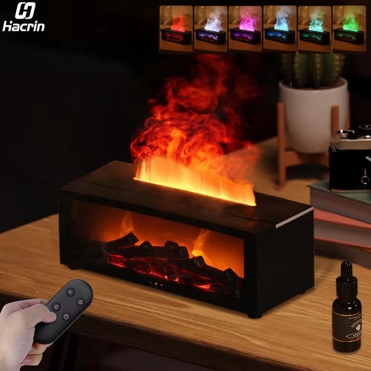 Flame Effect Aroma Diffuser – Ultrasonic Humidifier with Night Light & Essential Oil Mist