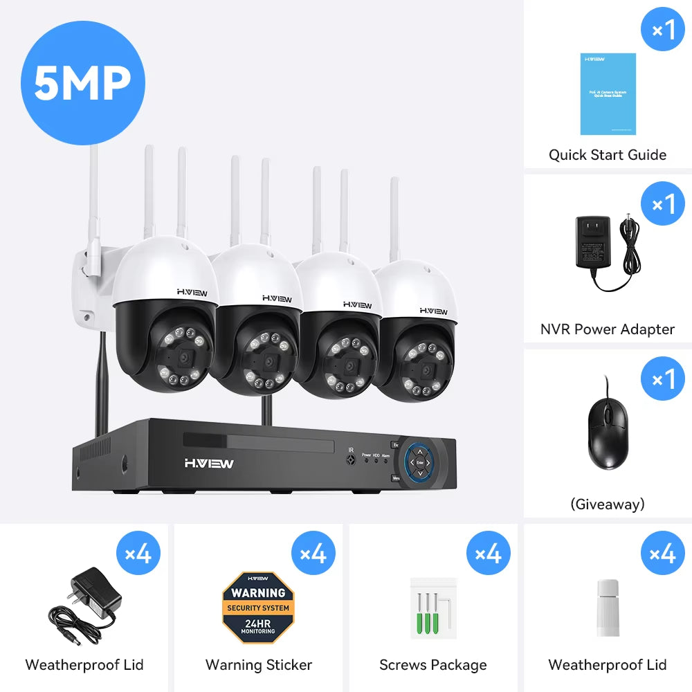 8CH 5MP Wireless CCTV Kit – Indoor/Outdoor, 2-Way Audio, NVR