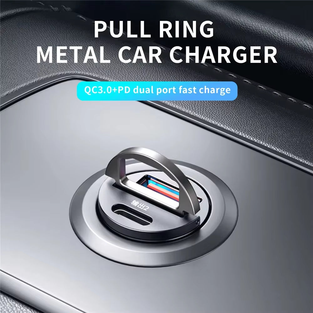 Ultra Fast Dual USB Car Charger – 100–200W Aluminum Adapter for 12–24V Sockets