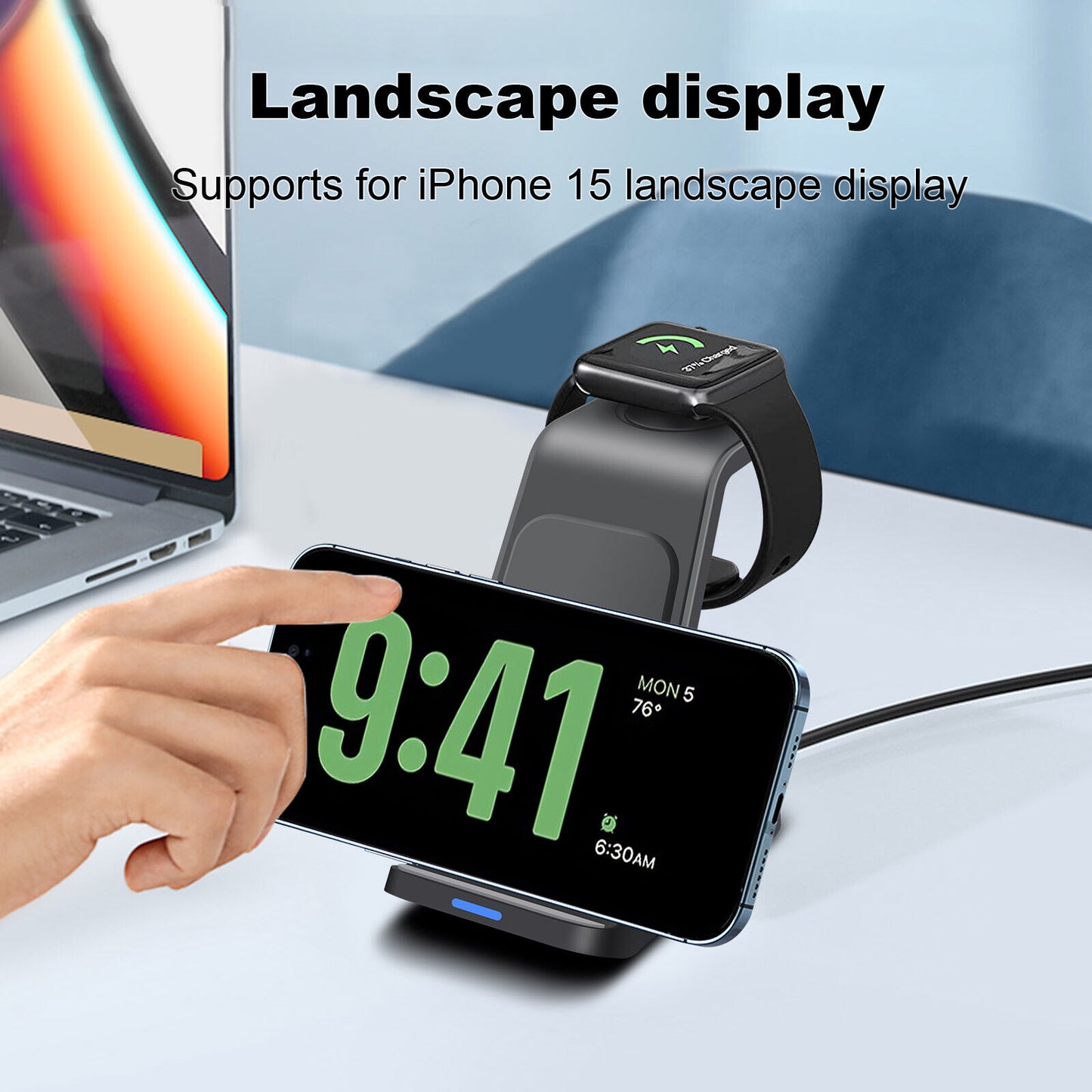 Premium Wireless Charger Dock Charging Station 3-in-1 for Apple & Samsung Products