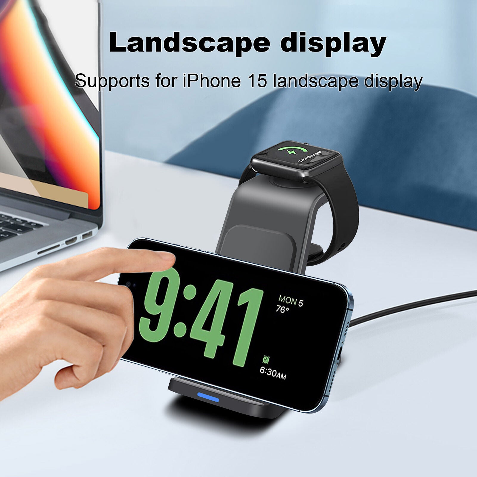 Premium Wireless Charger Dock Charging Station 3-in-1 for Apple & Samsung Products