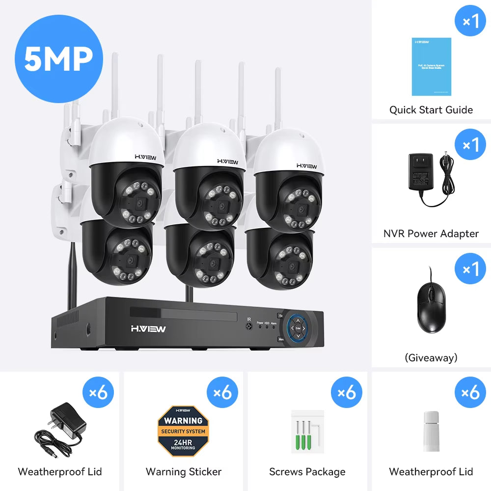 8CH 5MP Wireless CCTV Kit – Indoor/Outdoor, 2-Way Audio, NVR
