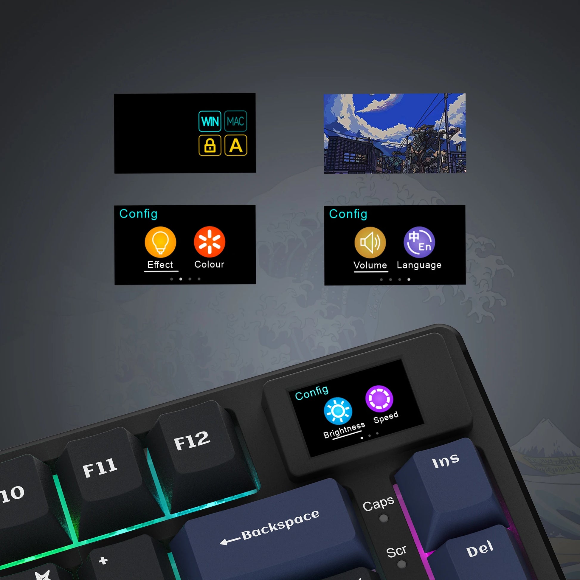 Mechanical Gaming Keyboard – OLED Display, Hot-Swappable Keys, RGB Pudding Backlight