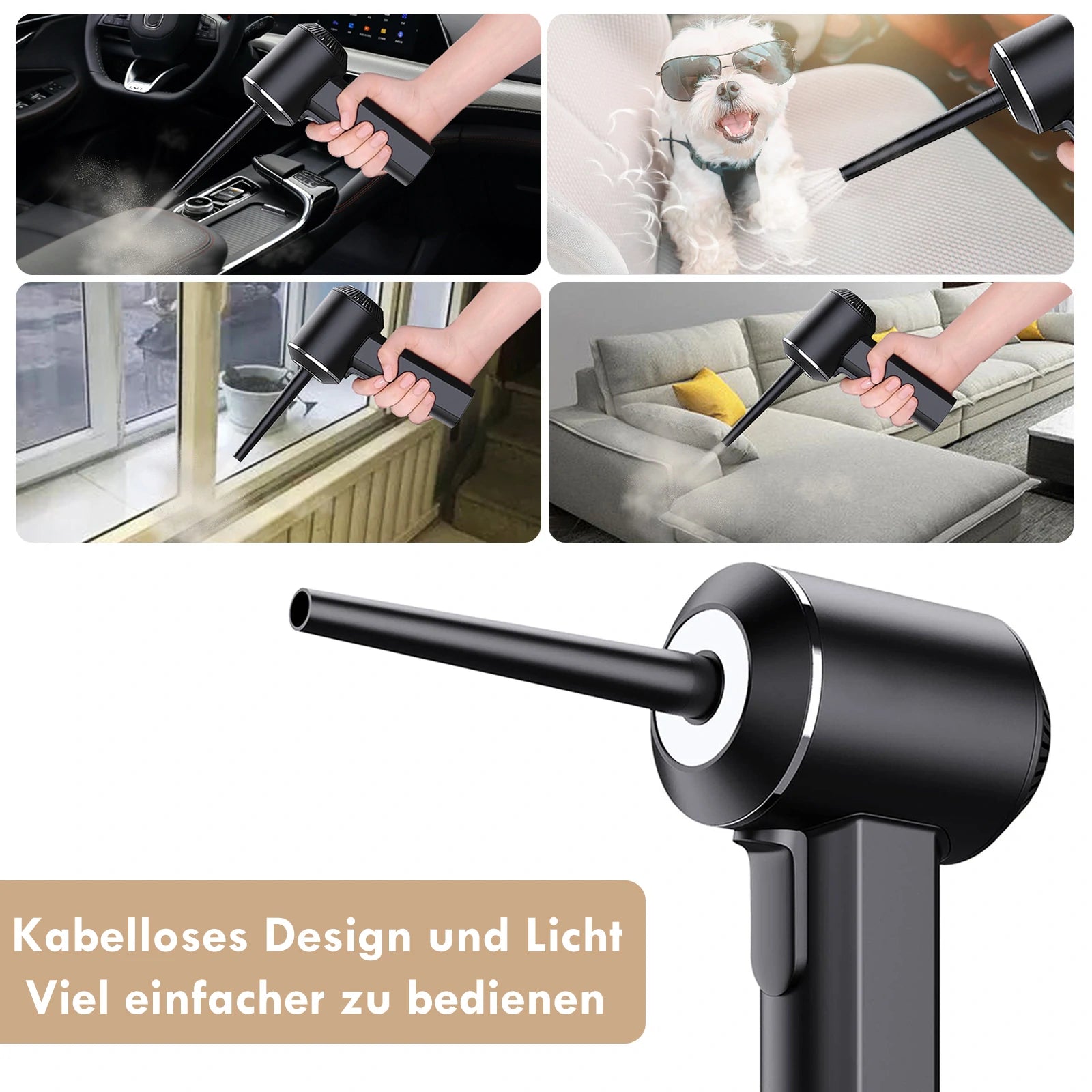 Rechargeable Cordless Air Duster by MECO – 100W Turbo Clean for Keyboard, Car, Sofa, Pet Hair & More