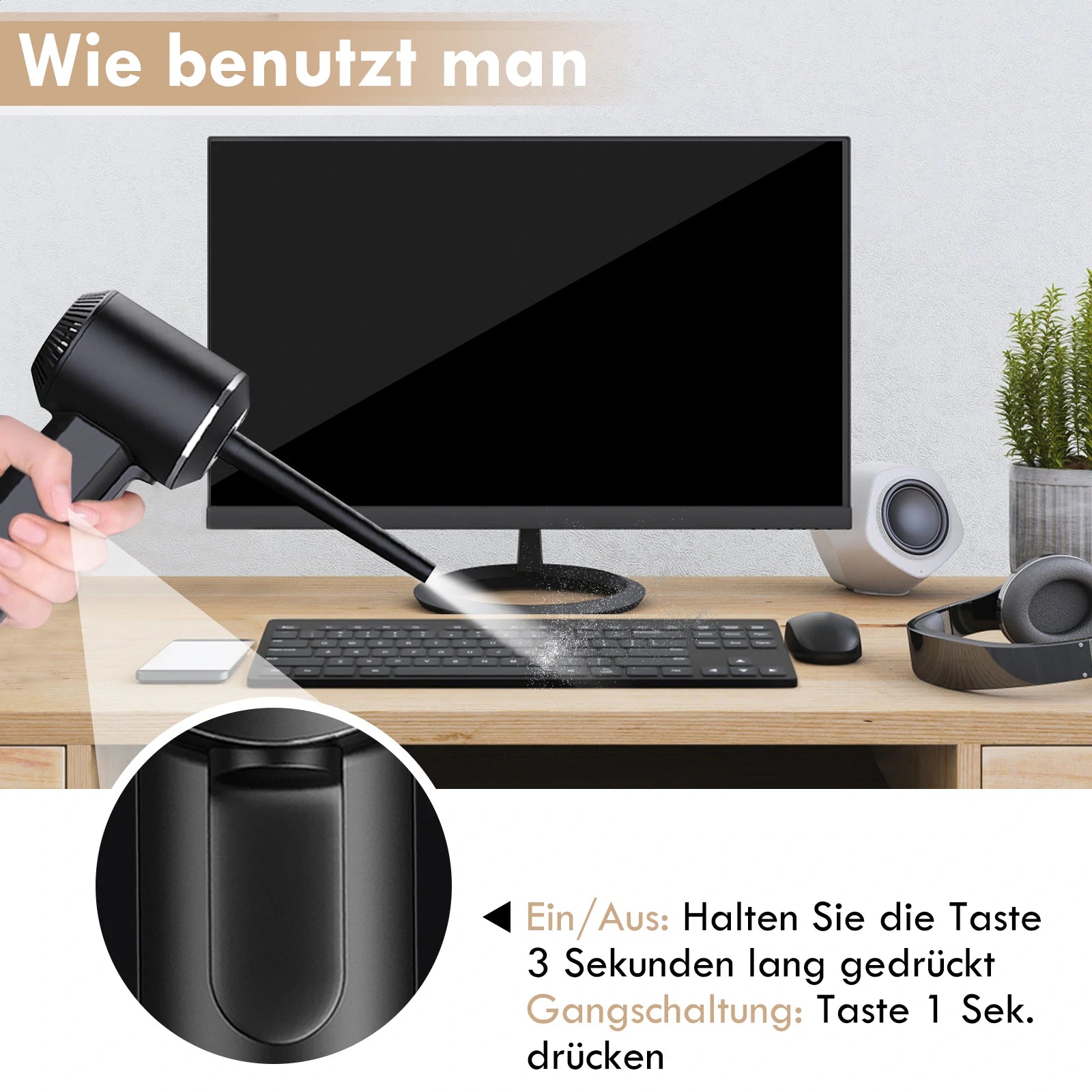 Rechargeable Cordless Air Duster by MECO – 100W Turbo Clean for Keyboard, Car, Sofa, Pet Hair & More