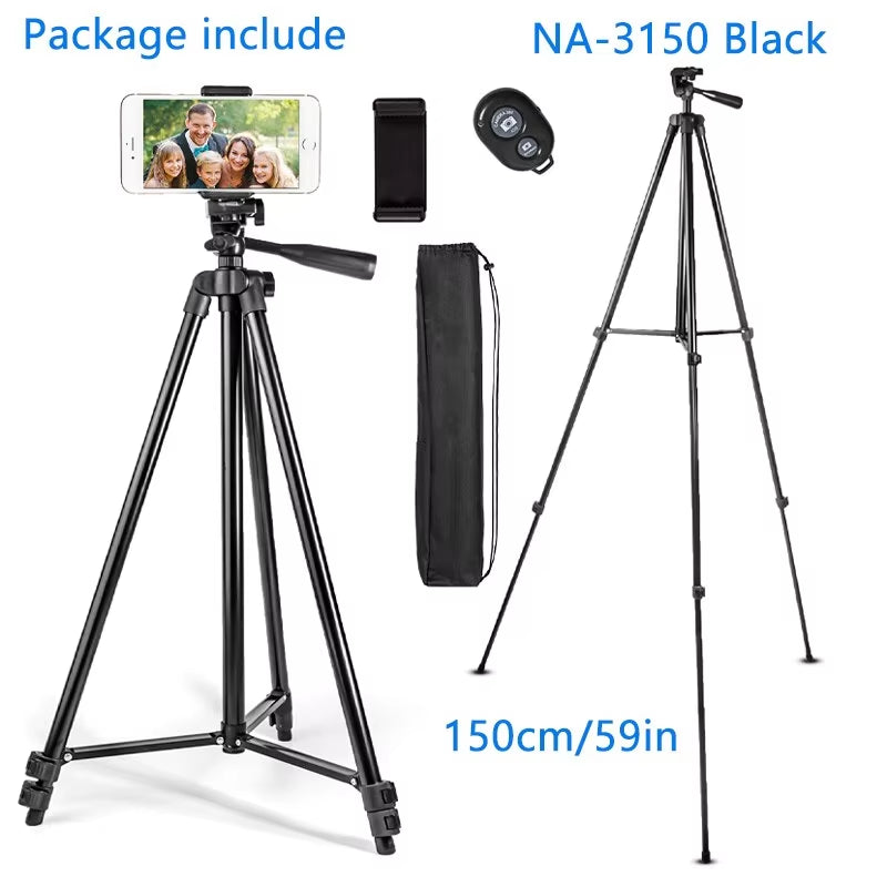 Tall Phone Tripod Stand – 150cm Adjustable with Bluetooth Remote for Content Creation
