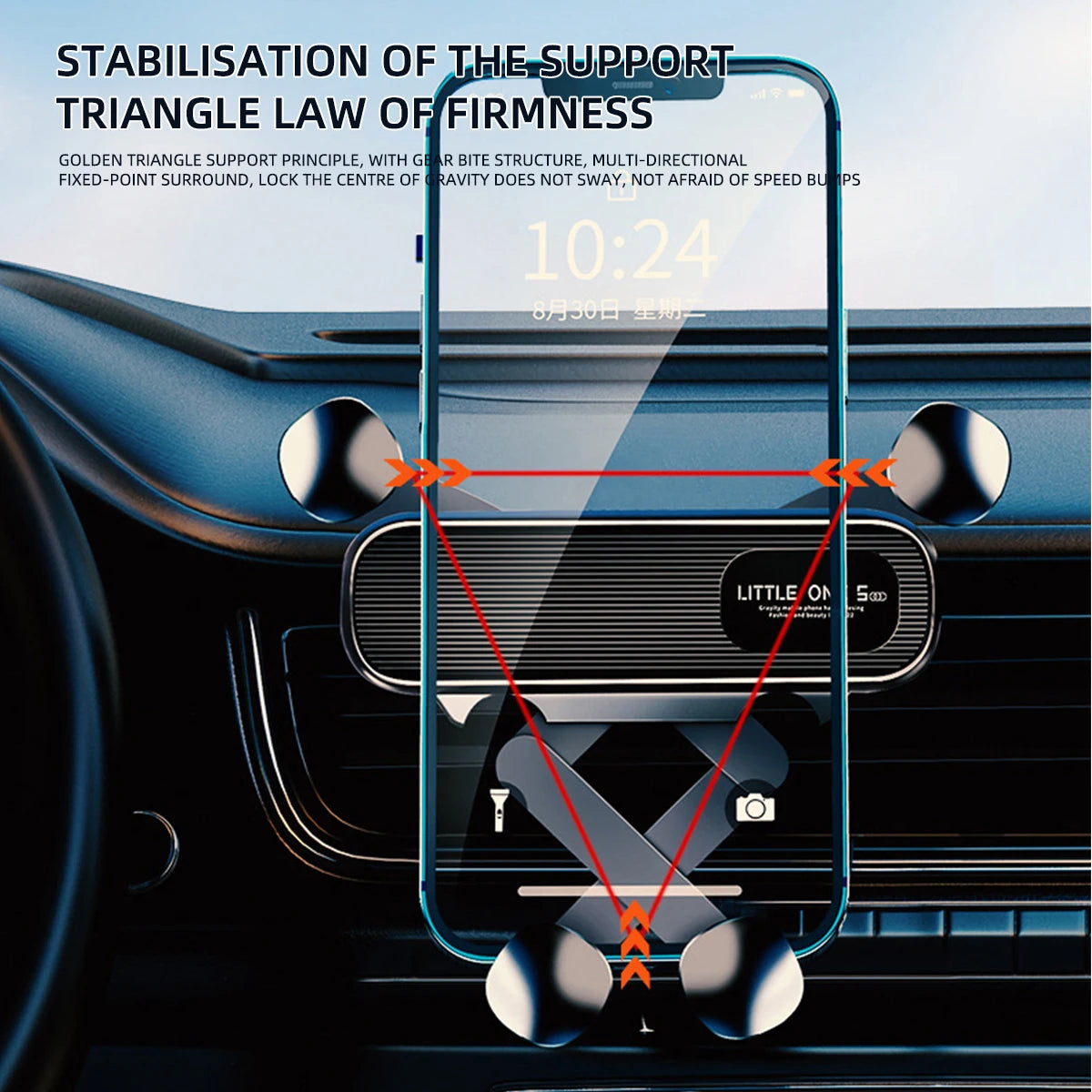 Shockproof Car Phone Mount – Gravity Lock Clip for GPS & Smartphone