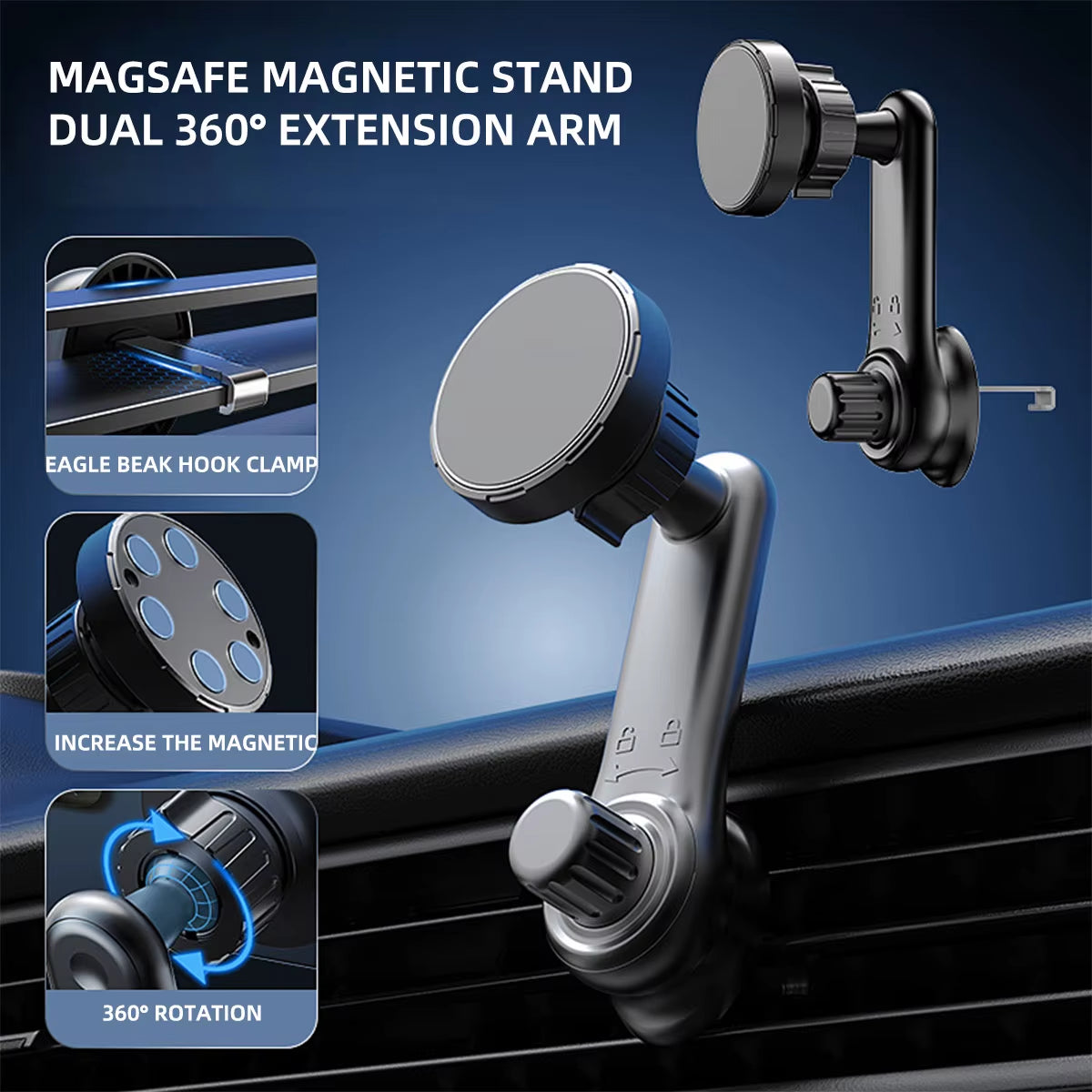 Shockproof Car Phone Mount – Gravity Lock Clip for GPS & Smartphone