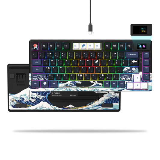 Mechanical Gaming Keyboard – OLED Display, Hot-Swappable Keys, RGB Pudding Backlight