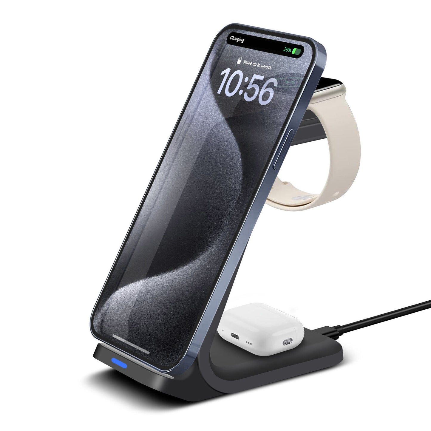 Premium Wireless Charger Dock Charging Station 3-in-1 for Apple & Samsung Products