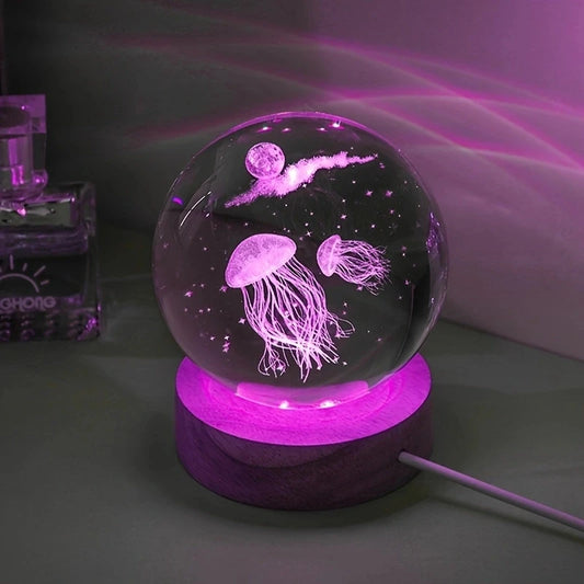 3D Jellyfish Lamp – Crystal Ball LED Light for Bedroom & Desk