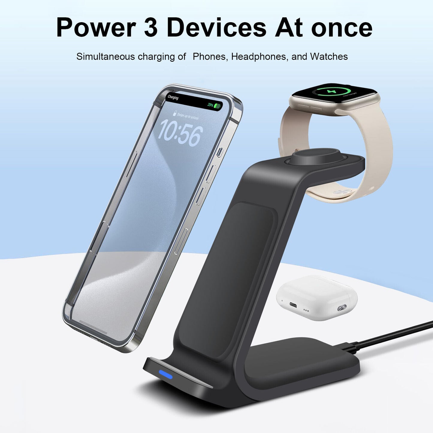 Premium Wireless Charger Dock Charging Station 3-in-1 for Apple & Samsung Products