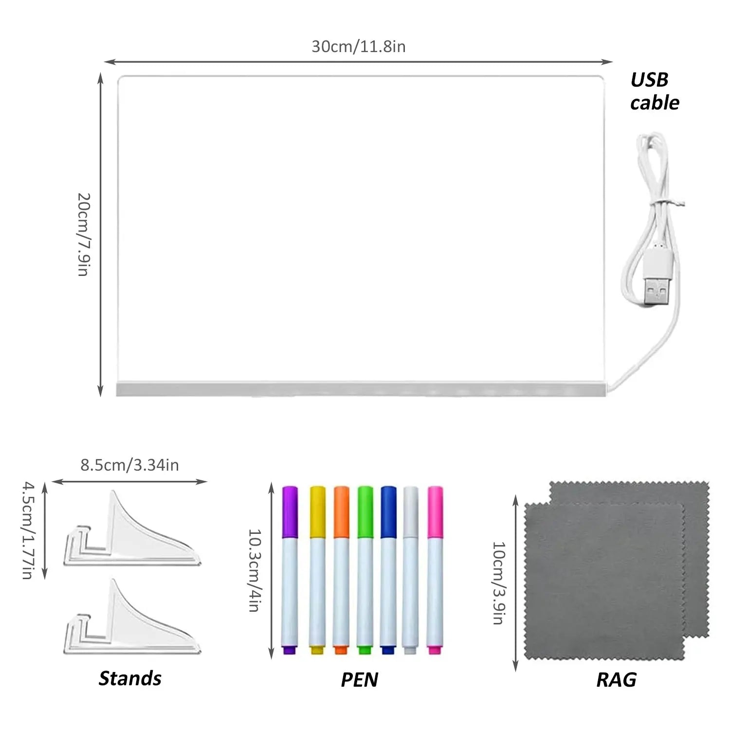 7-Color LED Glow Drawing Board – Light-Up Acrylic Message Display
