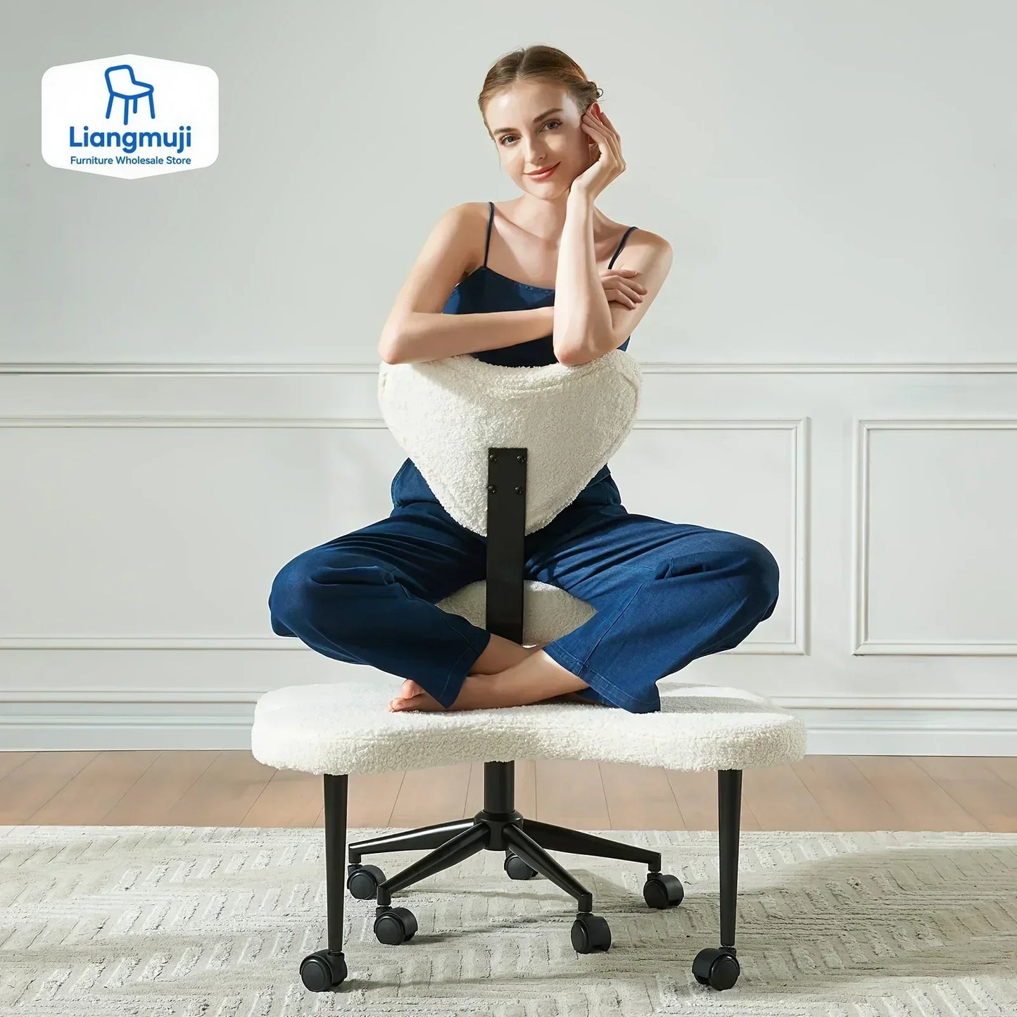 Cross Leg Meditation with Wheels, ADHD Height Adjustable Seat, Adjustable Footstool Chair Gaming Game