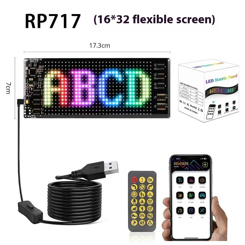 LED Pixel Windshield Display – App-Controlled Scrolling Text & Animation