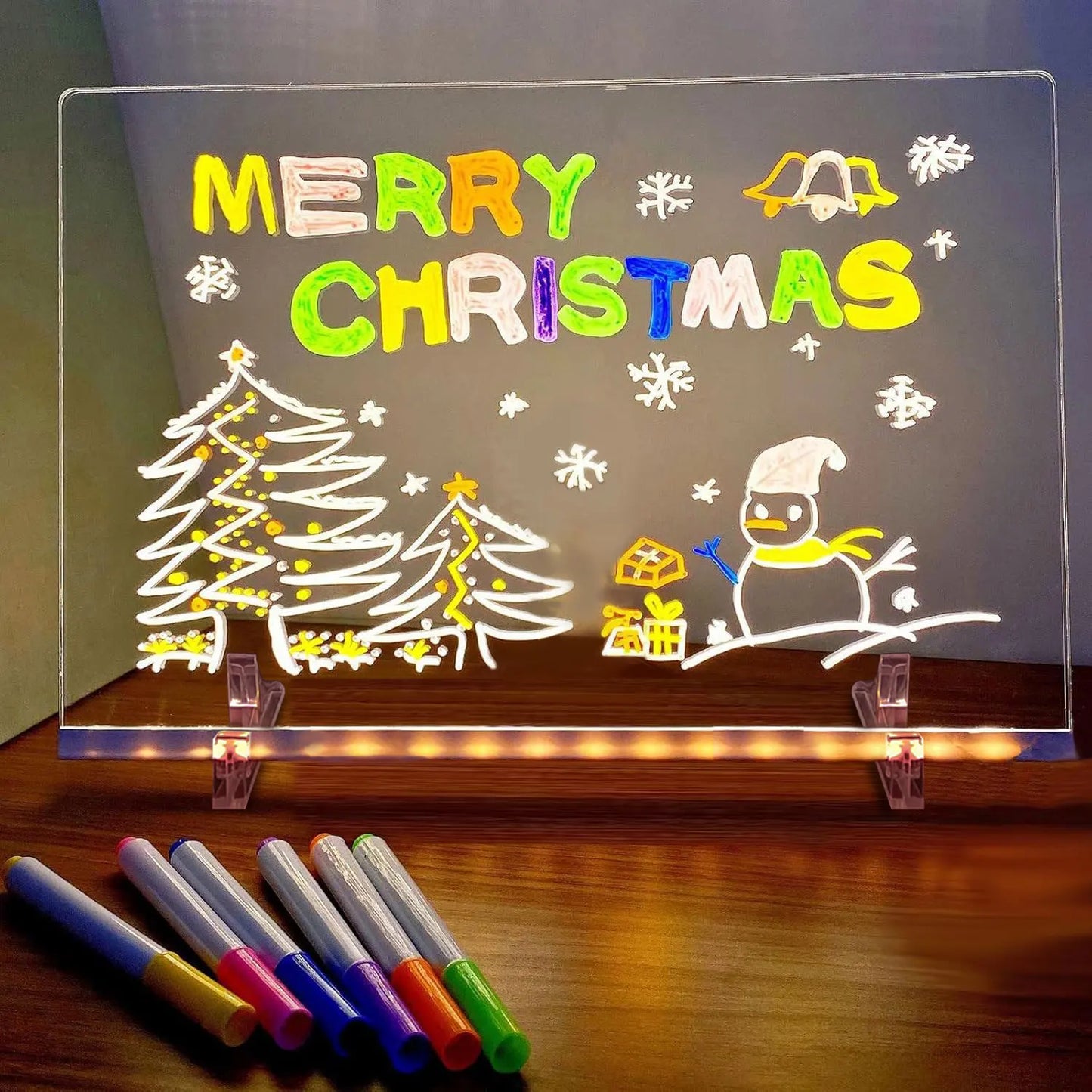 7-Color LED Glow Drawing Board – Light-Up Acrylic Message Display