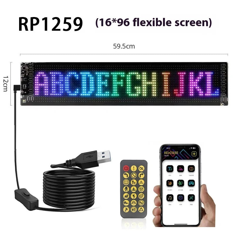 LED Pixel Windshield Display – App-Controlled Scrolling Text & Animation