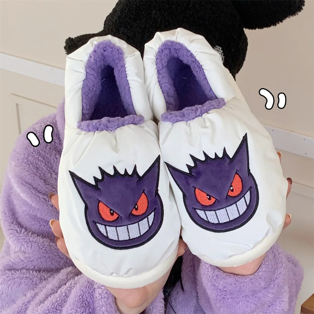 Pokémon Plush Winter Slippers – Gengar & Squirtle Waterproof Cotton Home Shoes