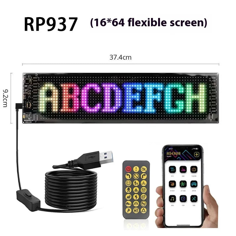 LED Pixel Windshield Display – App-Controlled Scrolling Text & Animation