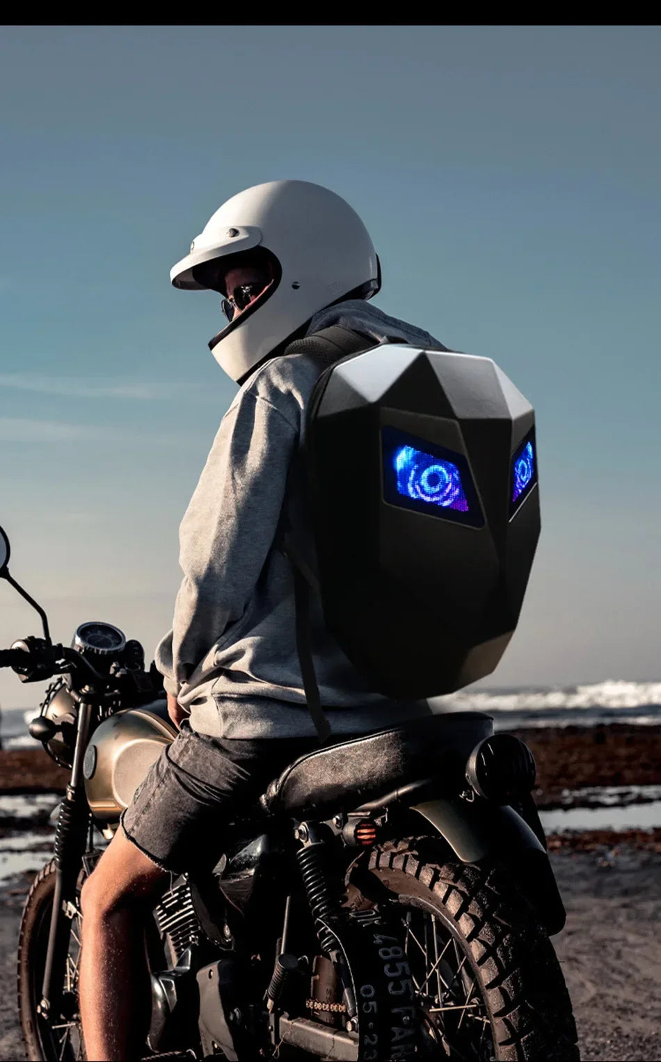 Smart Tech LED Display Backpack – Customizable Screen, USB Charging, Travel & Motorcycle Ready