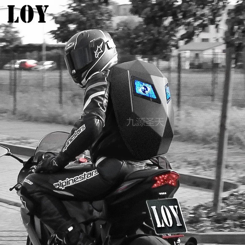 Smart Tech LED Display Backpack – Customizable Screen, USB Charging, Travel & Motorcycle Ready