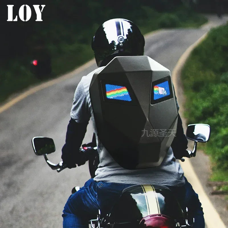 Smart Tech LED Display Backpack – Customizable Screen, USB Charging, Travel & Motorcycle Ready