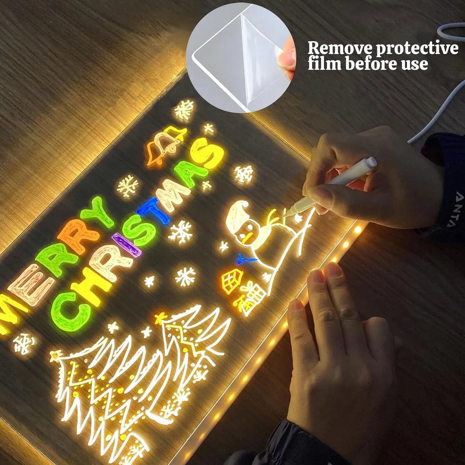 7-Color LED Glow Drawing Board – Light-Up Acrylic Message Display