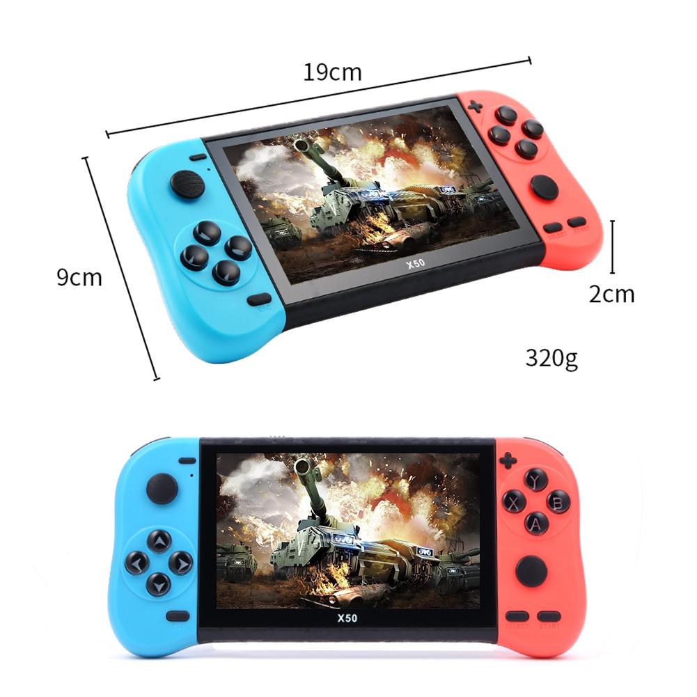Double Player Handheld Game Console With 6000+ Games - 5.1 Screen - Red+Blue
