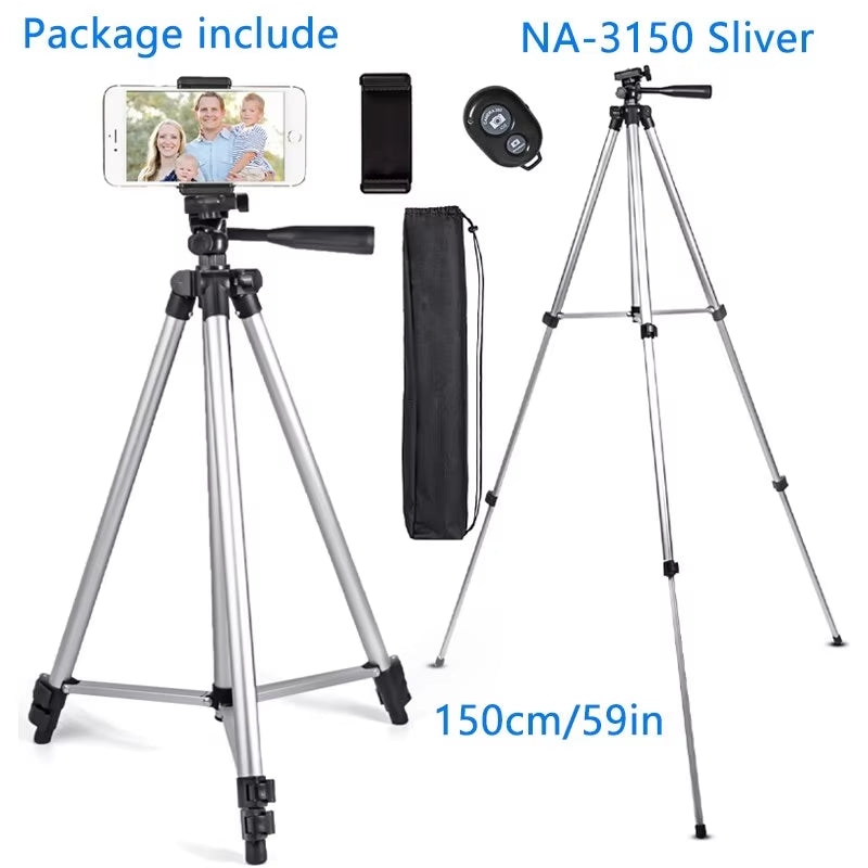 Tall Phone Tripod Stand – 150cm Adjustable with Bluetooth Remote for Content Creation