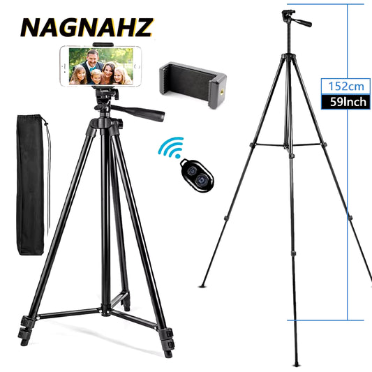 Tall Phone Tripod Stand – 150cm Adjustable with Bluetooth Remote for Content Creation
