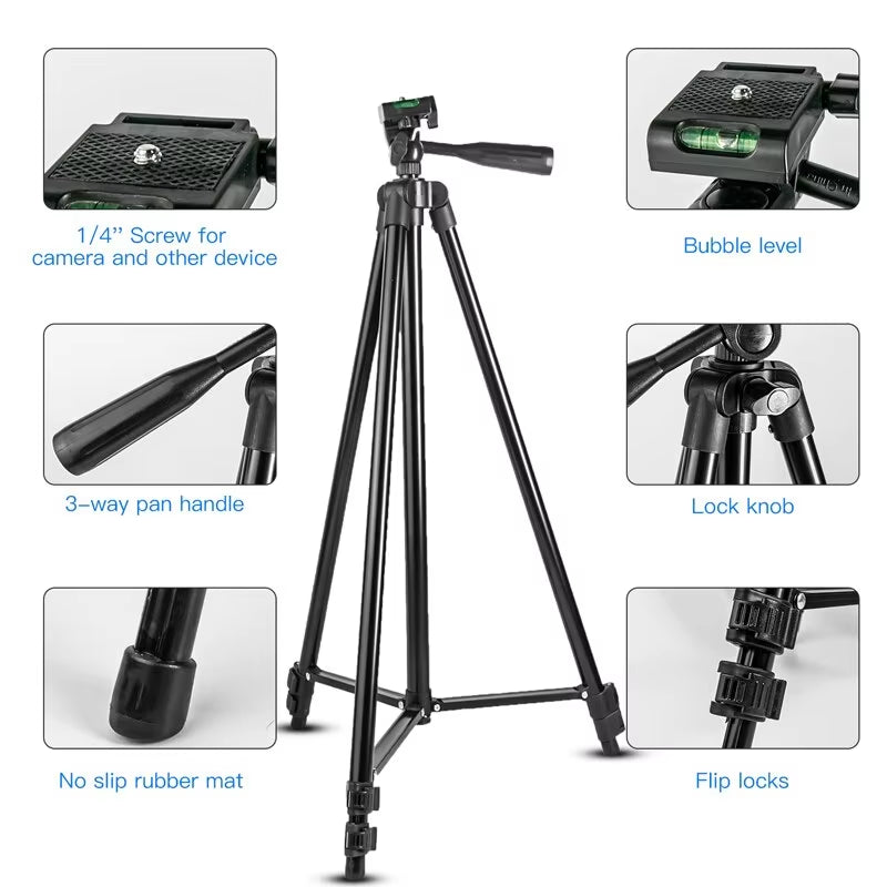 Tall Phone Tripod Stand – 150cm Adjustable with Bluetooth Remote for Content Creation