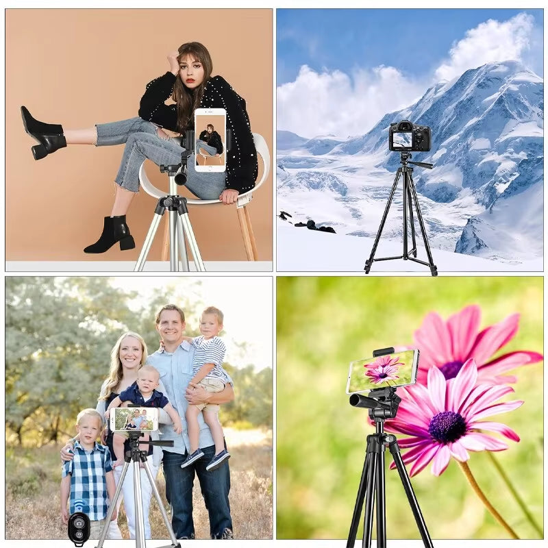 Tall Phone Tripod Stand – 150cm Adjustable with Bluetooth Remote for Content Creation