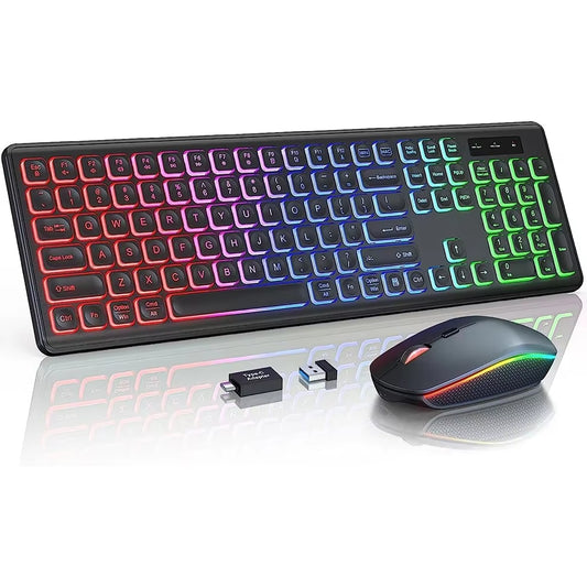 Wireless RGB Keyboard Mouse Set – Type-C Rechargeable Combo for PC & Laptop