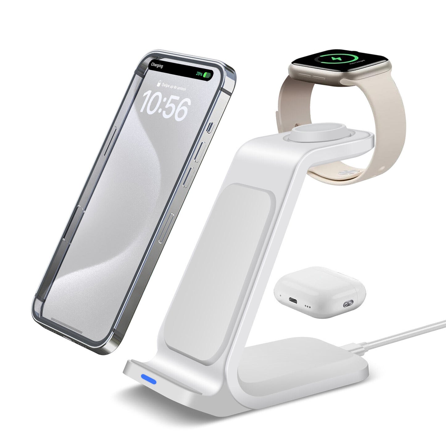 Premium Wireless Charger Dock Charging Station 3-in-1 for Apple & Samsung Products