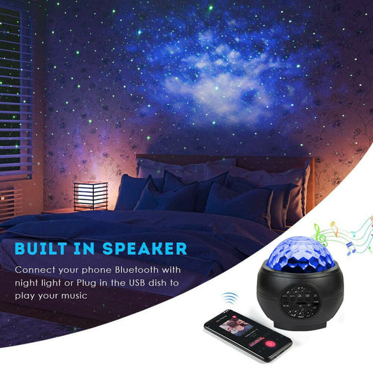 Tech Wiz GalaxyWave – LED Night Light Projector with Bluetooth Music & Ocean Effects