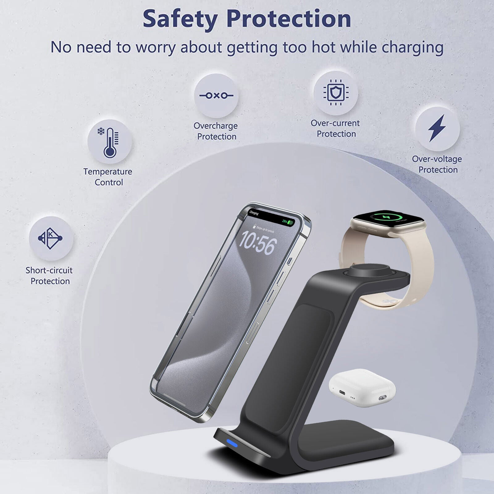 Premium Wireless Charger Dock Charging Station 3-in-1 for Apple & Samsung Products