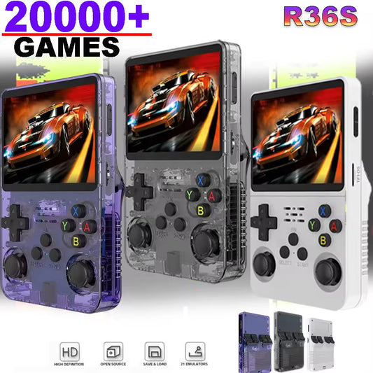 R36S Handheld Game Console – 3.5” IPS Screen, 64GB/128GB Retro Games, ArkOS System