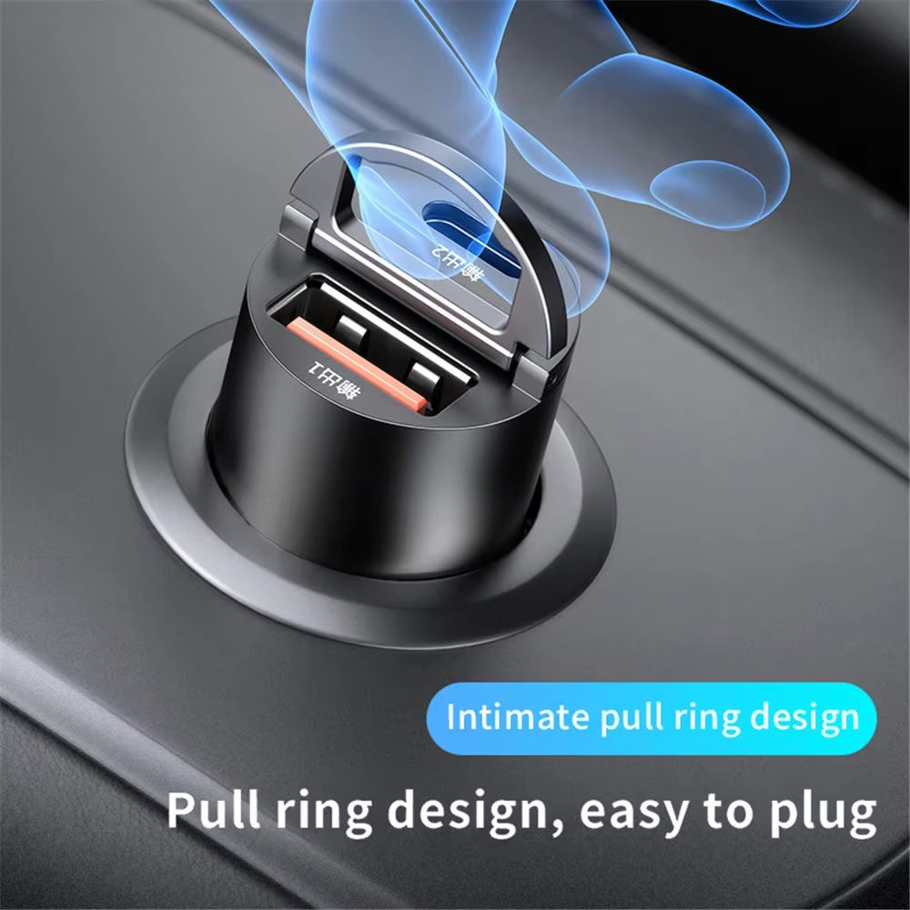 Ultra Fast Dual USB Car Charger – 100–200W Aluminum Adapter for 12–24V Sockets