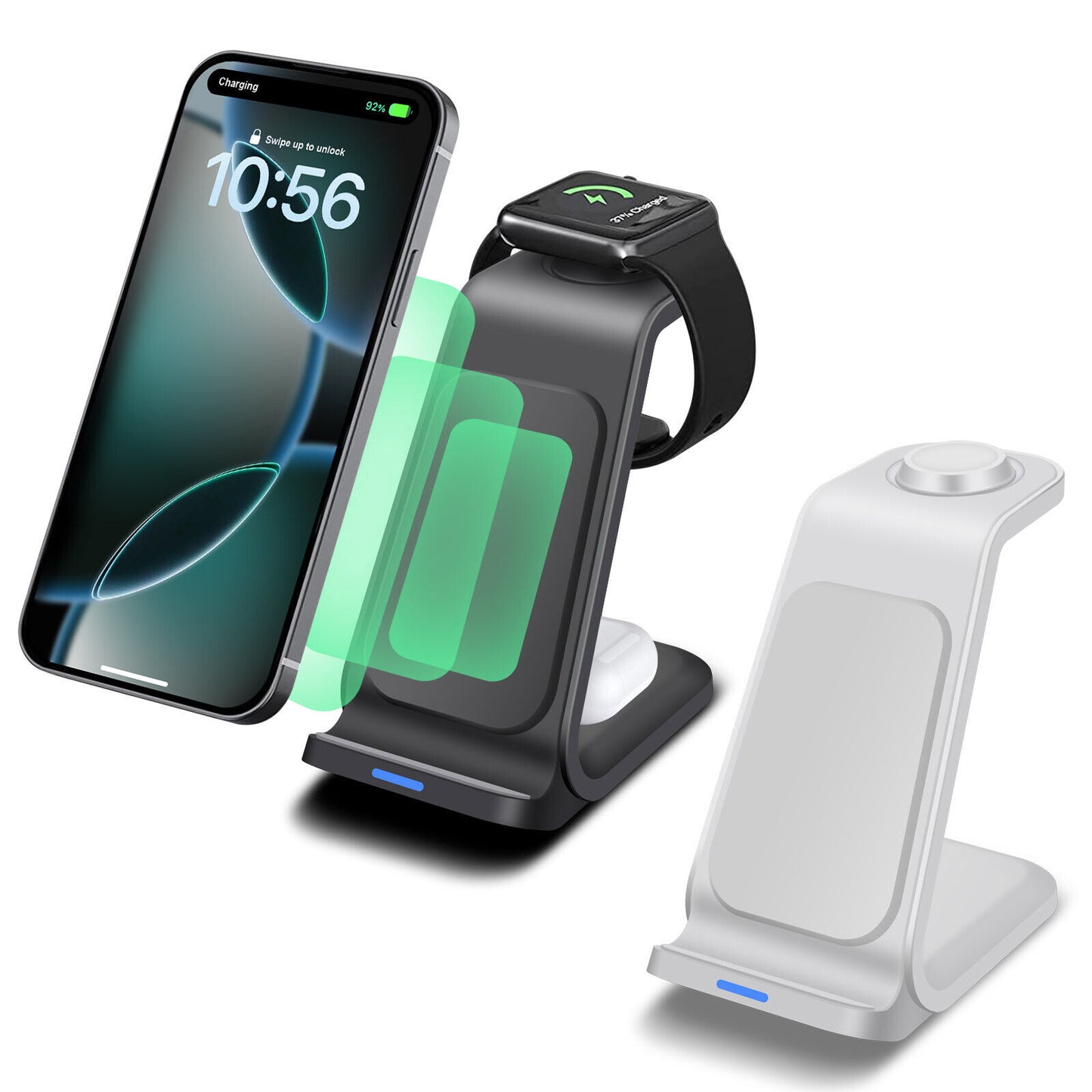 Premium Wireless Charger Dock Charging Station 3-in-1 for Apple & Samsung Products