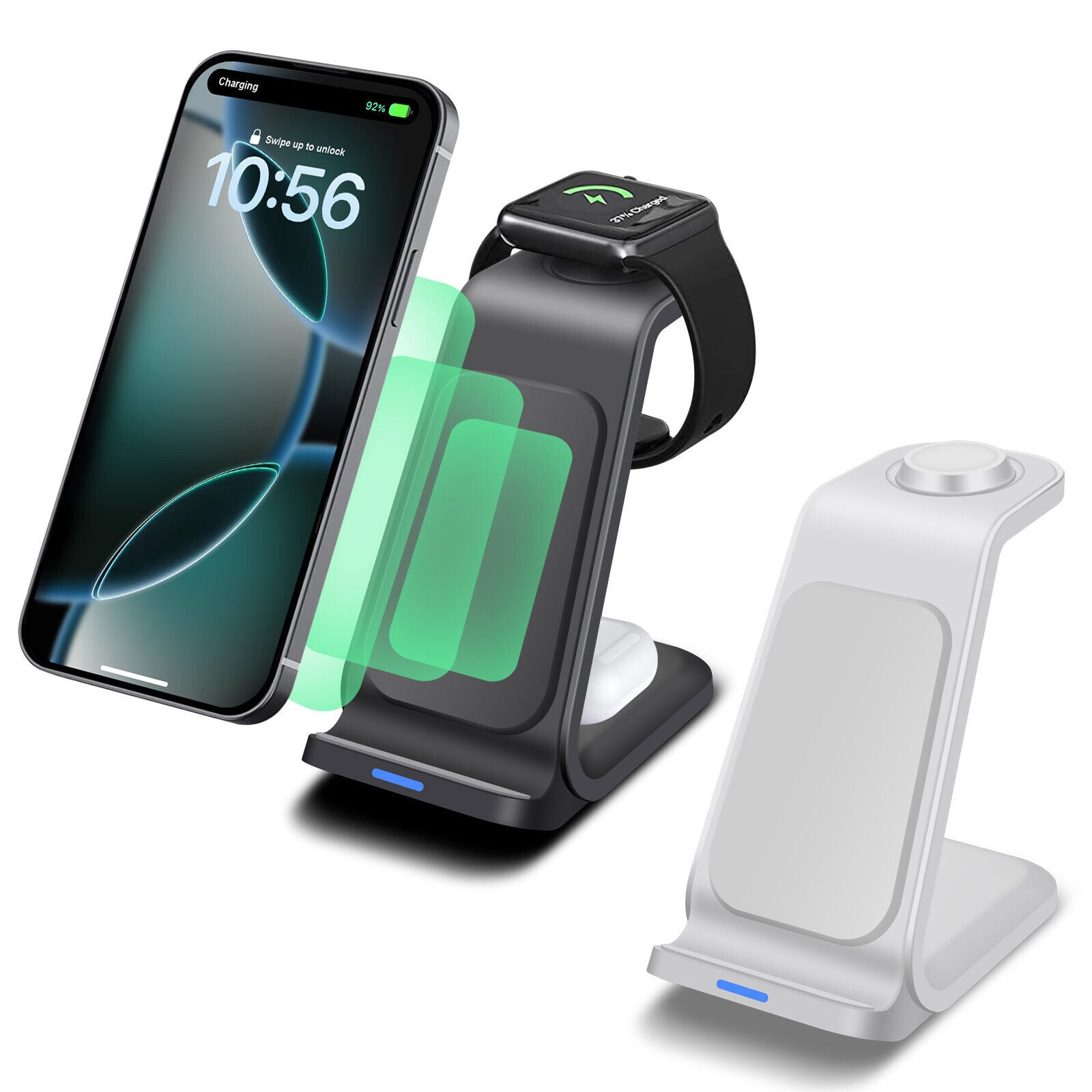 Premium Wireless Charger Dock Charging Station 3-in-1 for Apple & Samsung Products